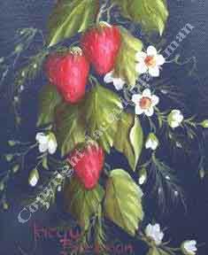 tole painted strawberries with oil paint