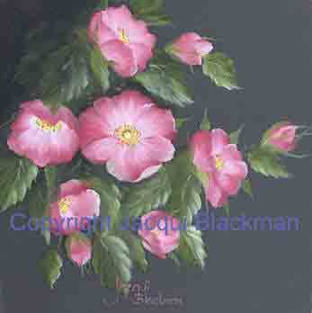 wild roses painted on canvas