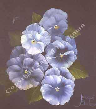 pansy flowers painted in oils wet-on-wet